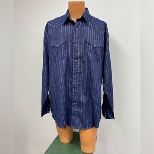 Vintage Panhandle Slim Men's Long Sleeve Pearl Snap Size 17 36